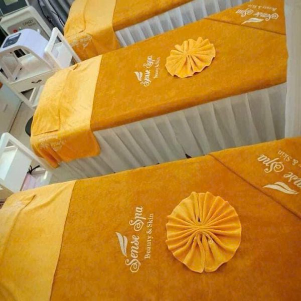 Bộ Khăn Trải Giường Spa Màu Cam 100% Cotton Thêu Logo (Copy)
